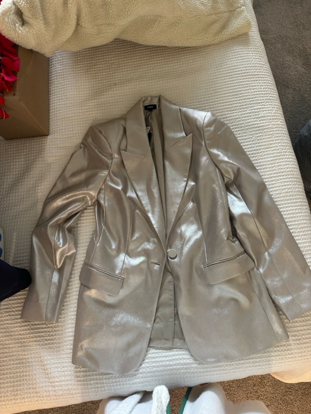 Express Metallic Taupe Blazer Jacket - Shimmery Light Gray
